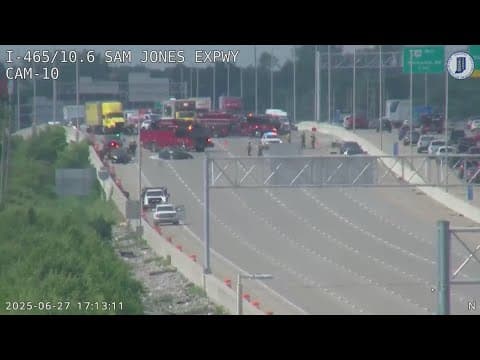 All lanes of southbound I-465 on Indy's west side closed due to crash