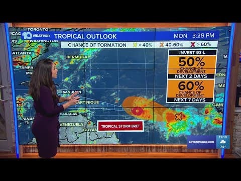 Tracking the Tropics: Tropical Storm Bret could become hurricane in couple of days | 11 p.m. Monday