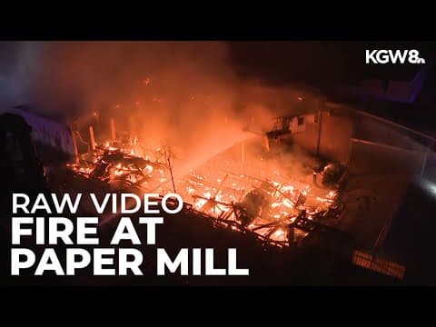 Raw video: Fire at old Blue Heron paper mill in Oregon City