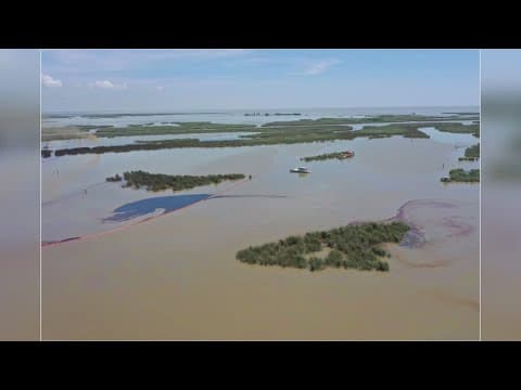 Oil and gas mixture in Garden Island Bay in Plaquemines Parish