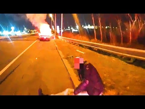 Bodycam footage shows New Jersey officer rescuing man from burning car