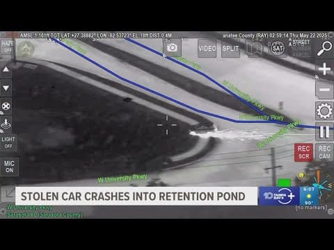 Stolen car chase lands driver in retention pond in Manatee County