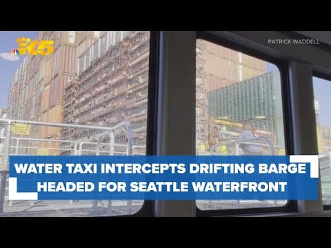 King County Water Taxi intercepts drifting barge as it headed toward Seattle waterfront