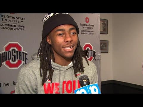 Ohio State cornerback Jermaine Mathews Jr. reacts to Jim Knowles leaving for Penn State
