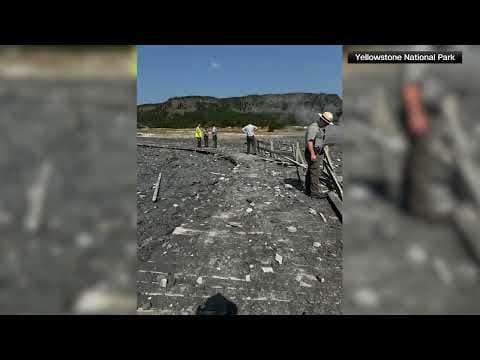 Hydrothermal geyser explosion in Yellowstone National Park