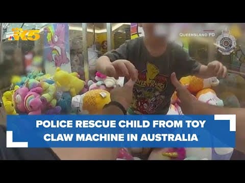Officers rescue toddler from toy claw machine