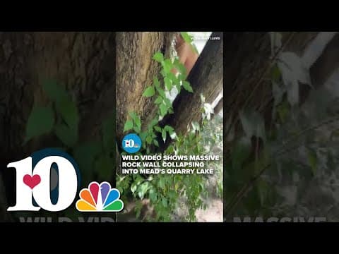 Wild video shows massive rock wall collapsing into Mead's Quarry Lake #Knoxville #news