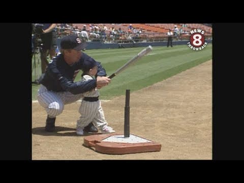 Children of San Diego Padres play ball in 1991 at Jack Murphy Stadium