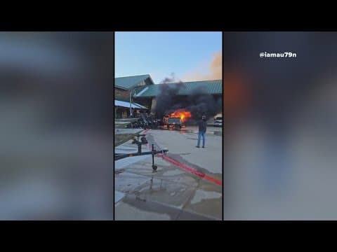 Truck catches fire outside North Texas Cabela's