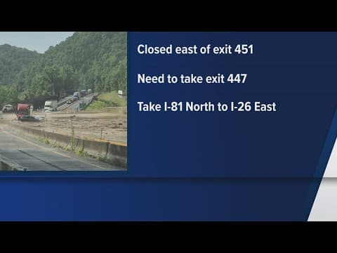 Rockslide and flooding shut down I-40 in Cocke County