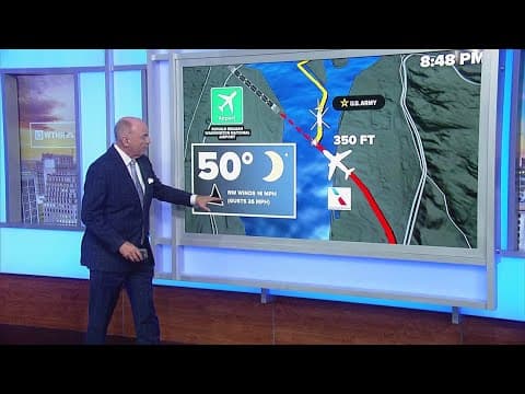 Map of the American Airlines - U.S. Army Black Hawk helicopter crash over the Potomac River