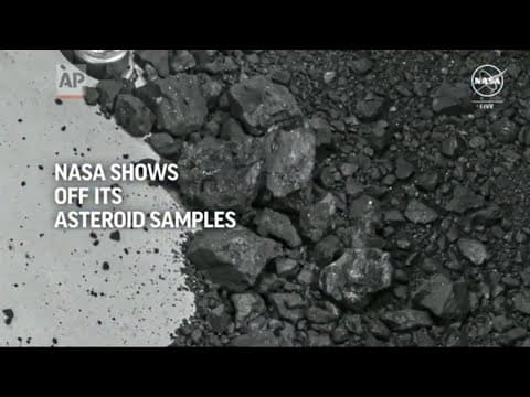NASA shows off first sample from asteroid Bennu