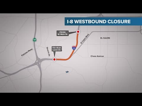 Major I-8 construction starts Friday in El Cajon, closing multiple westbound lanes