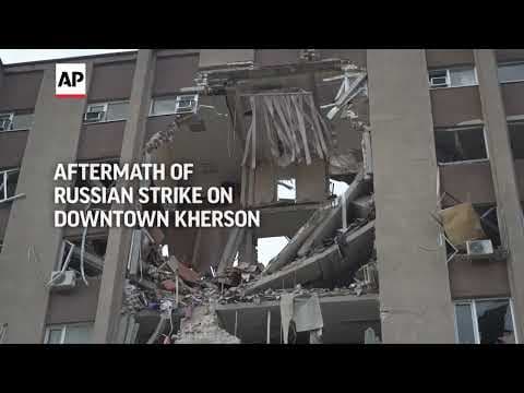 Aftermath of Russian strike on downtown Kherson