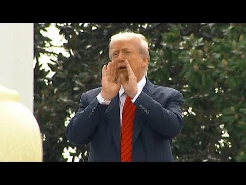 President Trump speaks to the press from the roof of the White House
