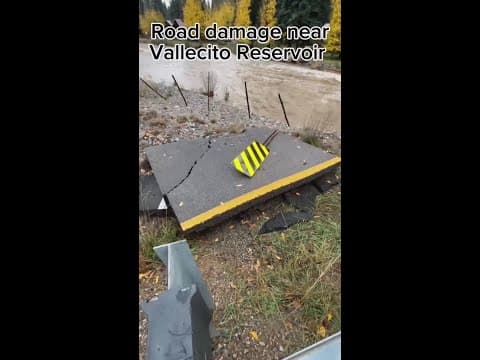 Road damage from flooding near Vallecito Reservoir
