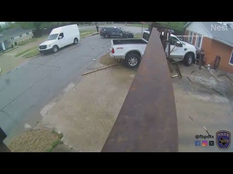 Footage shows truck slam into stopped North Texas police car