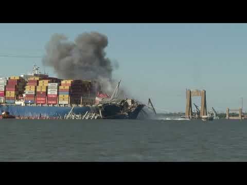 Largest remaining steel span of collapsed Baltimore bridge comes down in controlled demolition