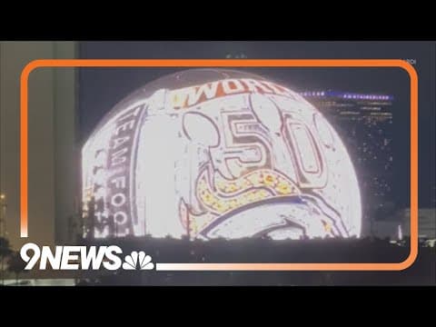 Super Bowl 50 ring displayed on Las Vegas Sphere