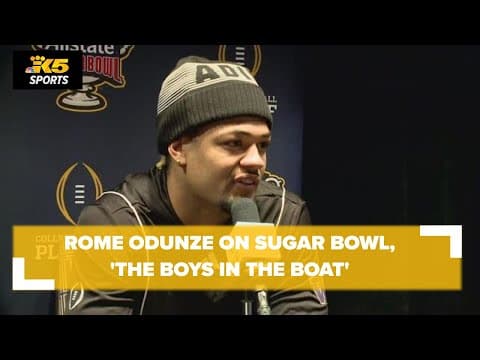UW wide receiver Rome Odunze speaks with reporters ahead of Sugar Bowl