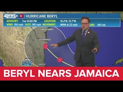 Tuesday 10 PM Tropical Update: Hurricane Beryl nears Jamaica