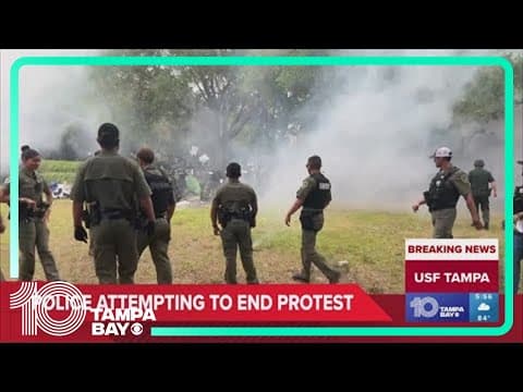 Police order protesters showing support for Palestine to disperse on USF campus