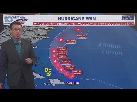 Tracking the tropics: Hurricane Erin remains a powerful Category 3 storm in the Atlantic