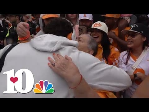 Tennessee quarterback Joey Aguilar embraces his family in his very first Vol Walk