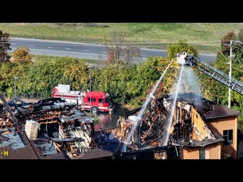 Drone footage shows damage to former Fort Rapids Indoor Waterpark Resort in Columbus after fire