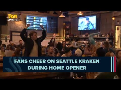 Fans cheer on Seattle Kraken during home opener