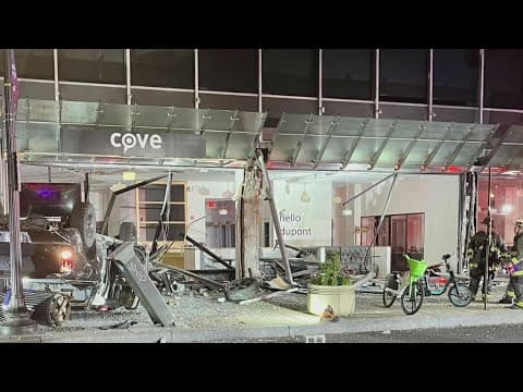 Car flips, crashes into building near Dupont Circle Metro station