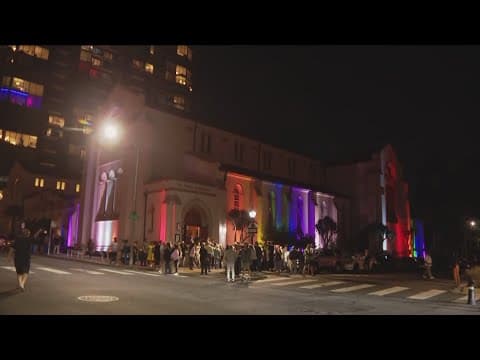 'Light Up the Cathedral' lights up in rainbow, kicking off San Diego Pride