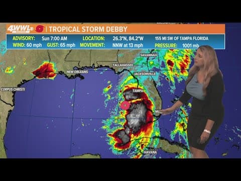 Sunday 7am Tropical Update: Tropical Storm Debby to become hurricane