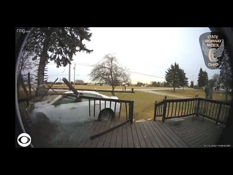 Distracted driver crashes into deck of home in Ohio