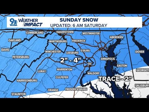 Live: Weather Impact Alert for snow coming to the DMV area on Sunday