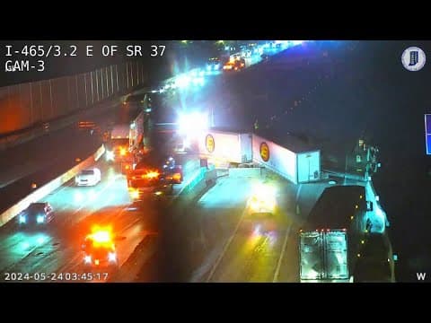 Semi crash closes westbound I-465 on Indianapolis' south side