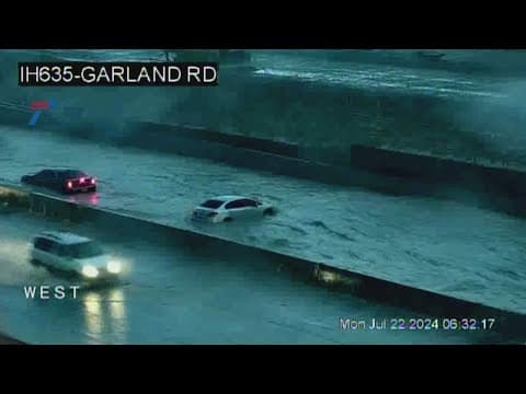 DFW traffic: Water ponds on Interstate 635 after heavy rain in Dallas
