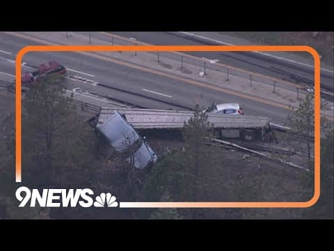 1 dead after semi crashes, dumps load of pipes and iron on Highway 285