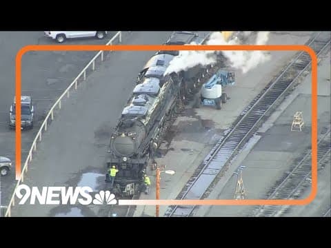 Big Boy locomotive prepares to leave Denver's Union Station