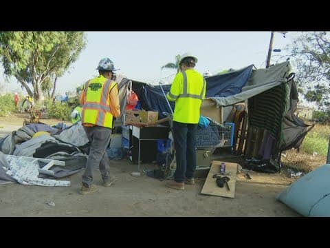Crews take apart tents, clear items from Chula Vista encampment