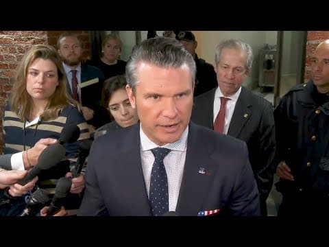 Pete Hegseth speaks to reporters following meetings with Republican senators