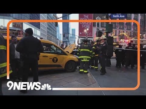 Taxi Driver Hits Pedestrian on New York Sidewalk
