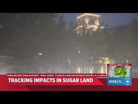 Rain moving sideways as Hurricane Beryl pushes into Sugar Land