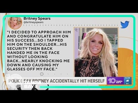 Video shows Britney Spears inadvertently hit herself in the face in Vegas Wembanyama encounter