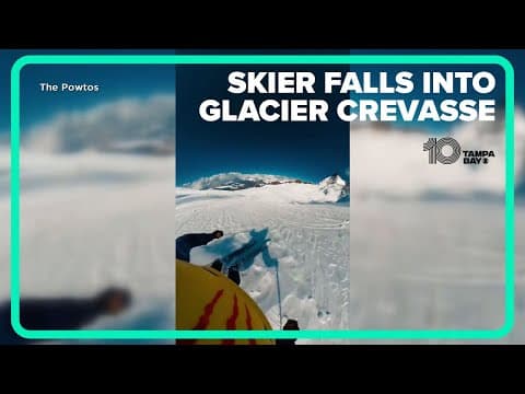 Skier falls into deep glacier crevasse in the French Alps