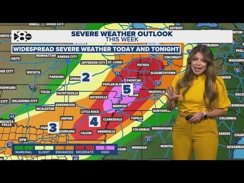 Long line of storms moves through parts of the south and midwest