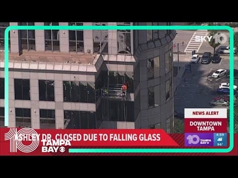 Portion of Ashley Drive closed in downtown Tampa due to falling glass