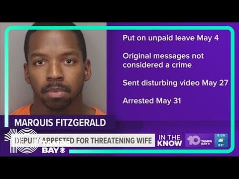 Pinellas County sheriff: Deputy arrested for making threat over text to kill his wife