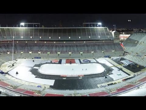 Latest time-lapse of the Ohio Stadium being set up for NHL Stadium Series