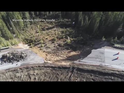 Wyoming highway collapses in a landslide